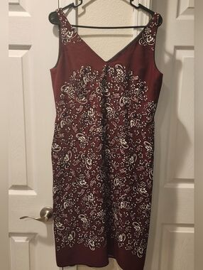 Marc Jacobs Maroon Paisley Midi Dress